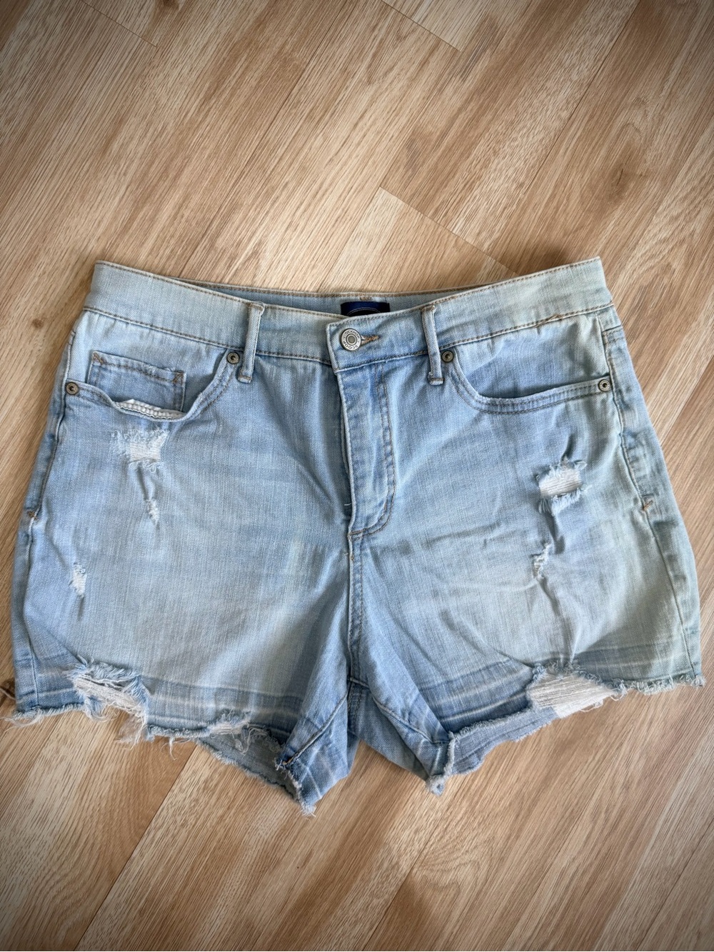 Light Wash Distressed Women's Denim Shorts